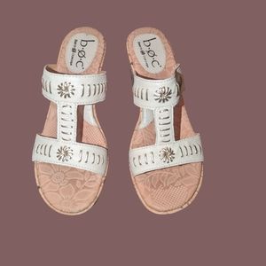 B.O.C. white wedge sandals
